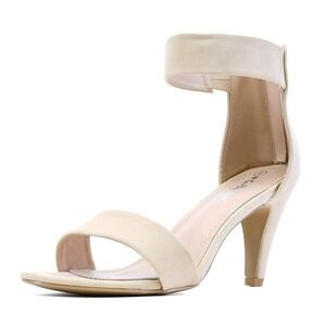 Women's Beige Strappy Heels Size 10 – Guilty Shoes with Back‎ Zipper
